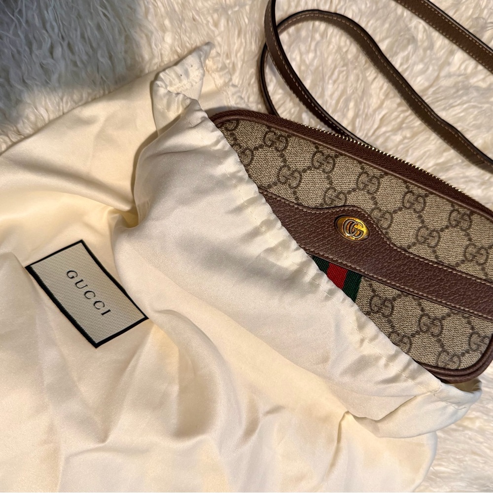 Gucci Ophidia Brown and Green Crossbody Triple Pocket Bag - Picture 9 of 9
